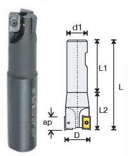 3/4" 90 Deg Square Shoulder Indexable End Mill plus 13 APKT11T308 Carbide Inserts, #0056-0917+0056-1130