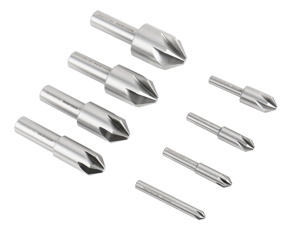 82 Degree 6 Flute H.S.S. Machine Countersink, 8 Pcs, Precision Ground, 0206-1018