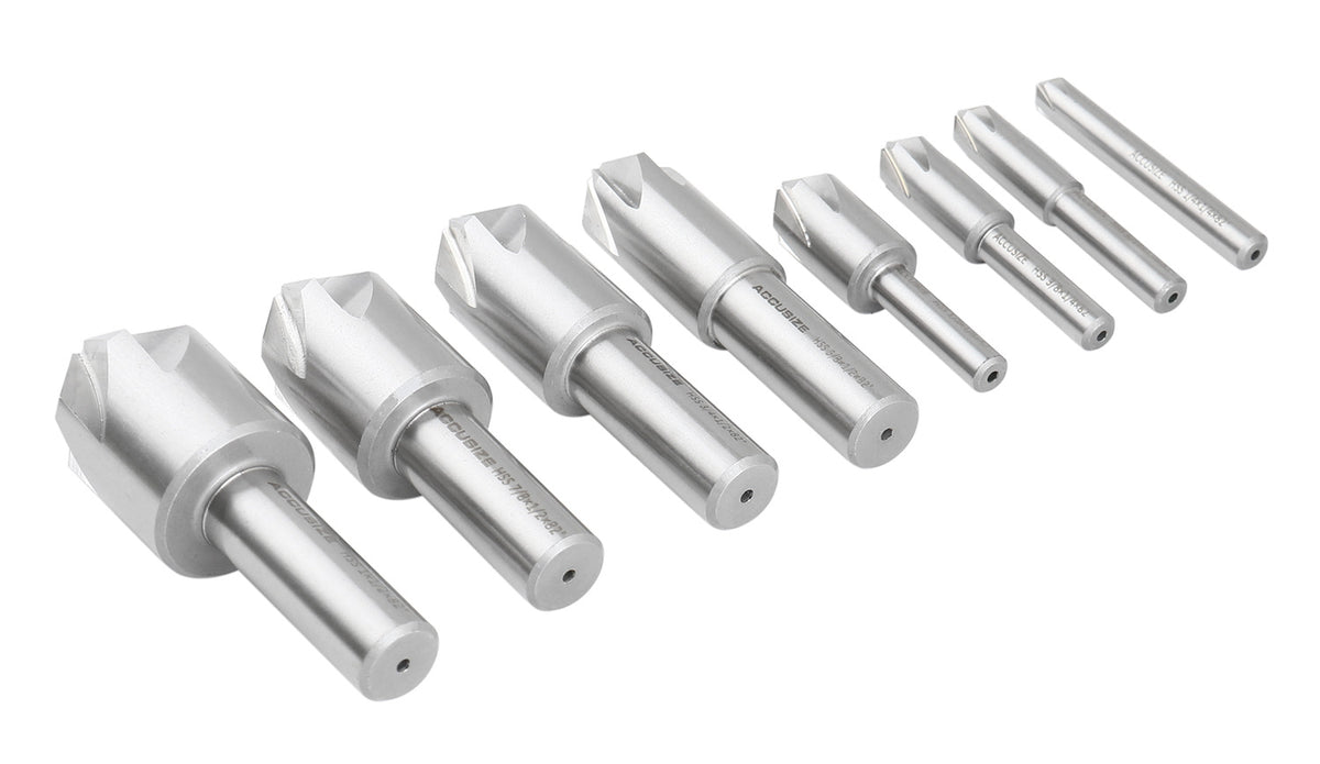 82 Degree 6 Flute H.S.S. Machine Countersink, 8 Pcs, Precision Ground, 0206-1018