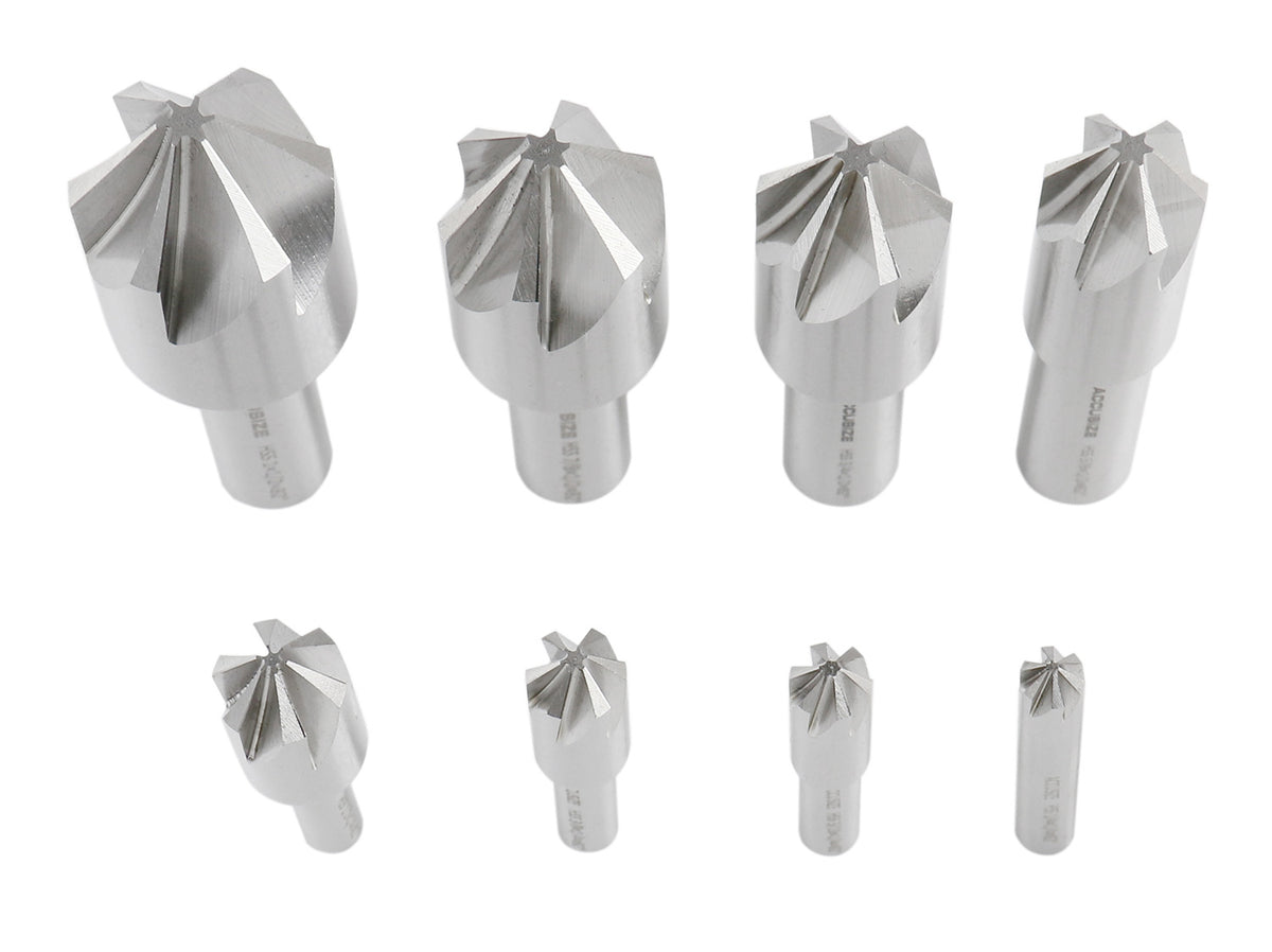 82 Degree 6 Flute H.S.S. Machine Countersink, 8 Pcs, Precision Ground, 0206-1018