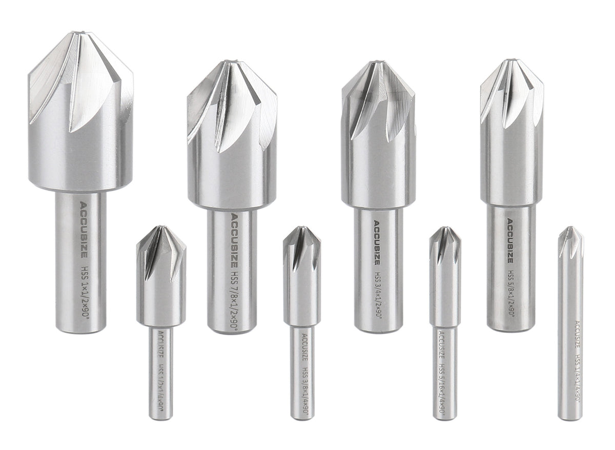 90 Degree 6 Flute H.S.S. Machine Countersink, 8 Pcs, 0206-2016
