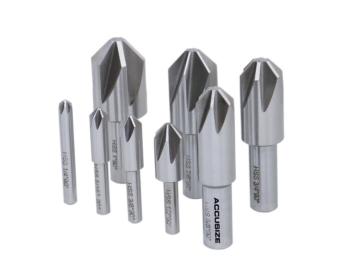 90 Degree 6 Flute H.S.S. Machine Countersink, 8 Pcs, 0206-2016