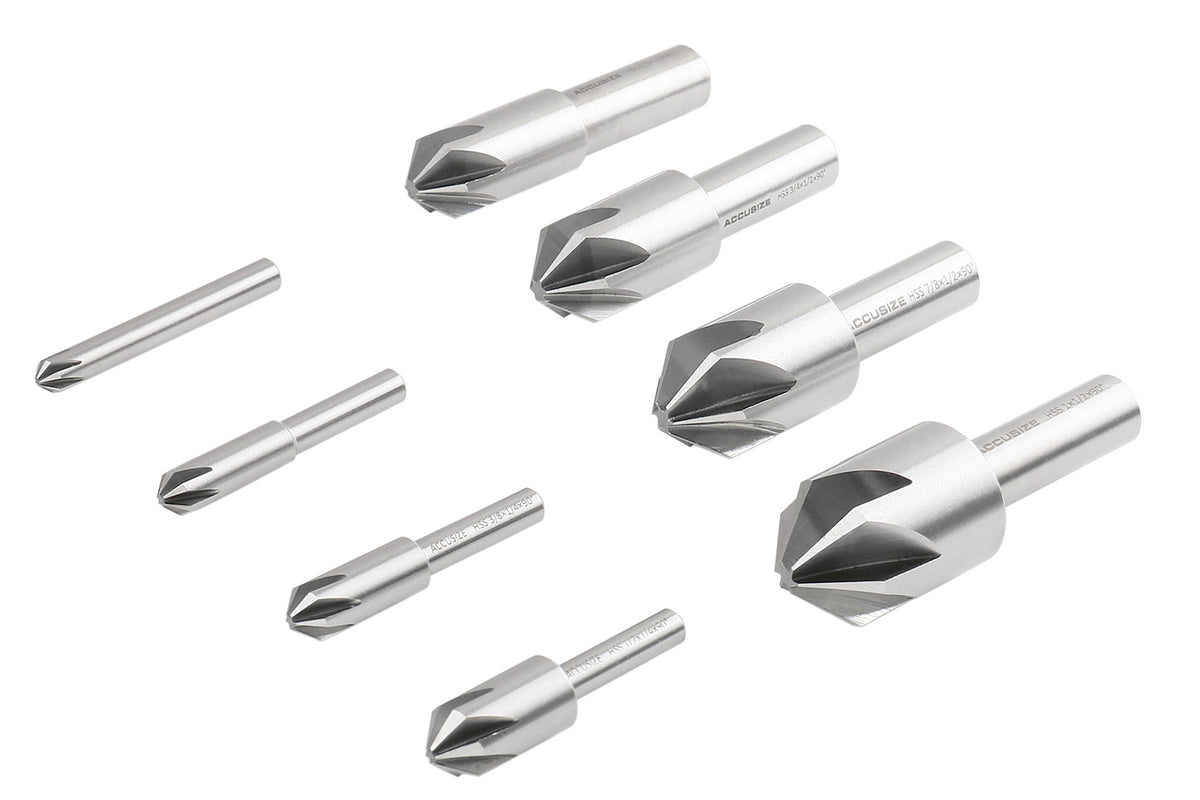 90 Degree 6 Flute H.S.S. Machine Countersink, 8 Pcs, 0206-2016
