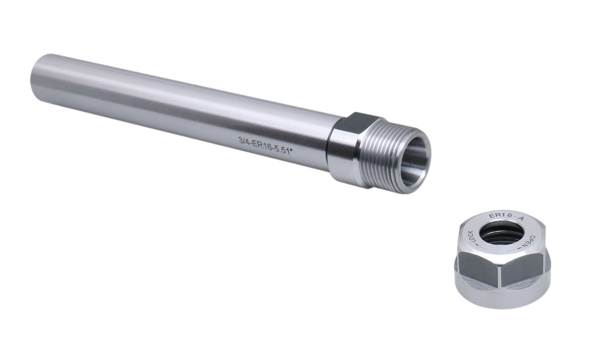 Accusize Industrial Tools 5.51'' Shank Length 3/4'' Straight Shank Alloy Steel ER16 Collet Chuck Extension Rod, 0223-0209