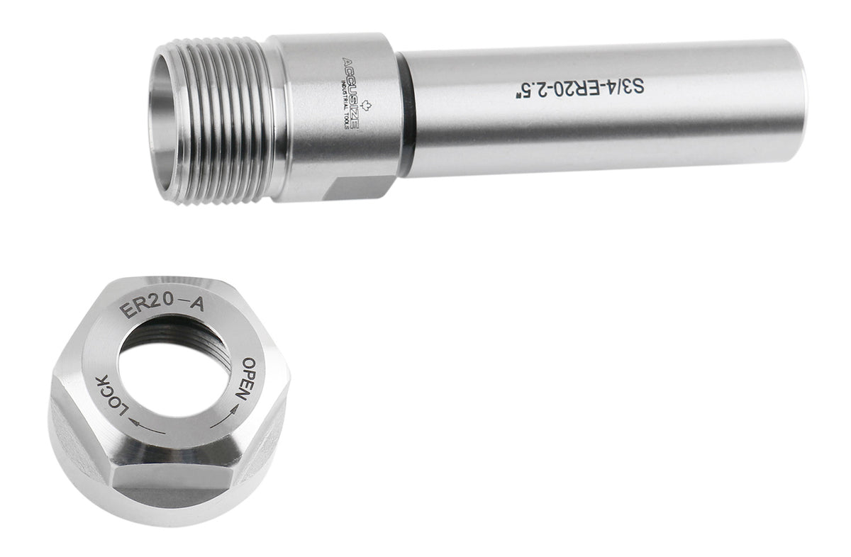 Mandrin à pince hexagonale ER16 à tige droite 3/4", fabriqué en acier allié de haute qualité, trempé selon HRC 56-60