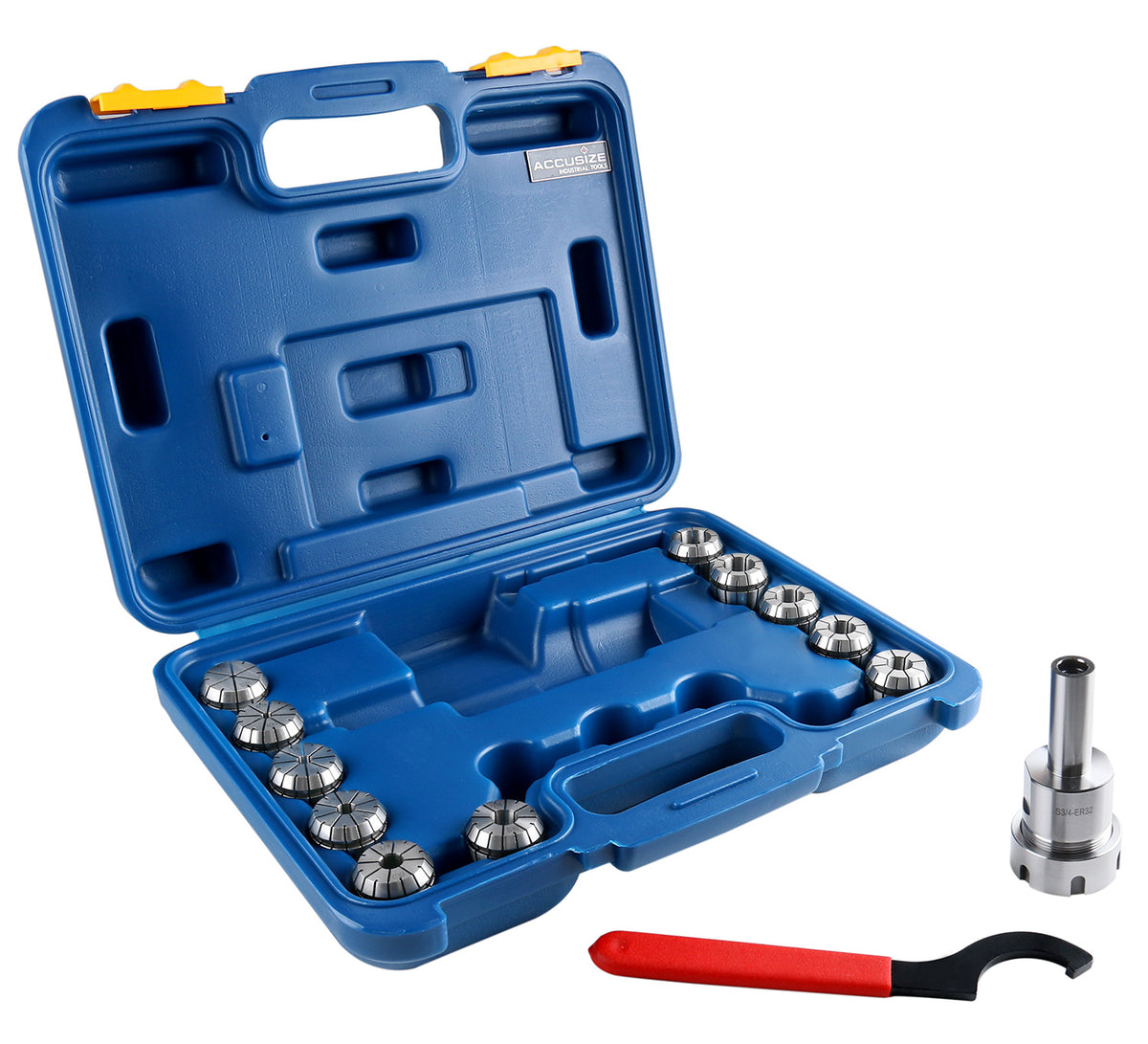 3/4‘’ Straight Shank Er32 Chuck with 11 Pcs Collets Kit, 1/8''-3/4'' by 16th, 0223-0305