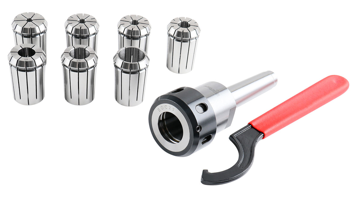MT3-OZ25 Collet Set 7 Piece Set, 1/4 to 1 inch, 1 Morse Taper #3 Collet Chuck, 1 Spanner Wrench, 0223-0363