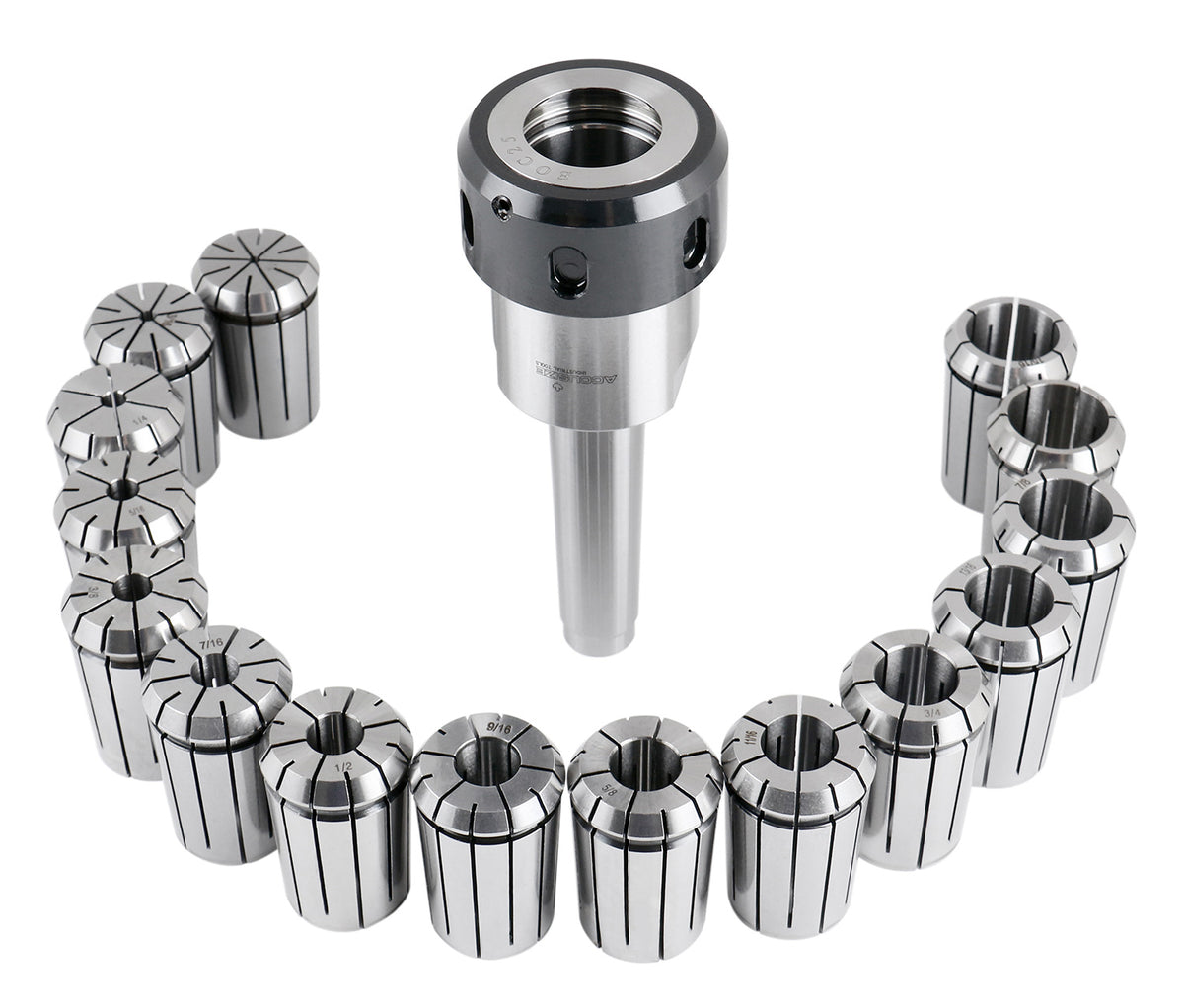MT3-OZ25 Collet Set 15 Piece Set, 1/8 to 1 inch, 1 Morse Taper #3 Collet Chuck, 1 Spanner Wrench, 0223-0364