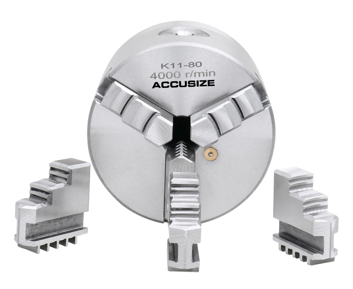 R8 Precision Lathe Chucks, 3-Jaw Self-Centering Scroll, Quick Change Lathe Chuck