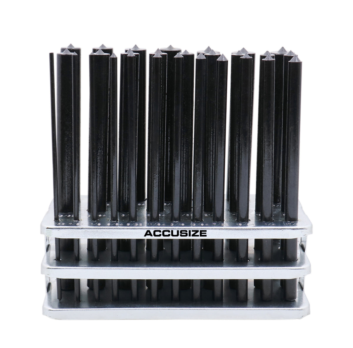 28 Pcs Transfer Punch Set, 3/32'' to 1/2'' by 64ths in Metal Index, 0250-0028
