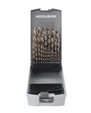 Jeu de 29 pièces à pointe fendue 135 degrés, M35 (HSS +5% de cobalt), 1/16" - 1/2" par 1/64" Jeu de forets Jobber en Allemagne Boîte rose plastique, Jeu de forets à cobalt,