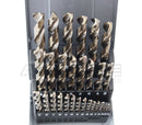 Jeu de 29 pièces à pointe fendue 135 degrés, M35 (HSS +5% de cobalt), 1/16" - 1/2" par 1/64" Jeu de forets Jobber en Allemagne Boîte rose plastique, Jeu de forets à cobalt,