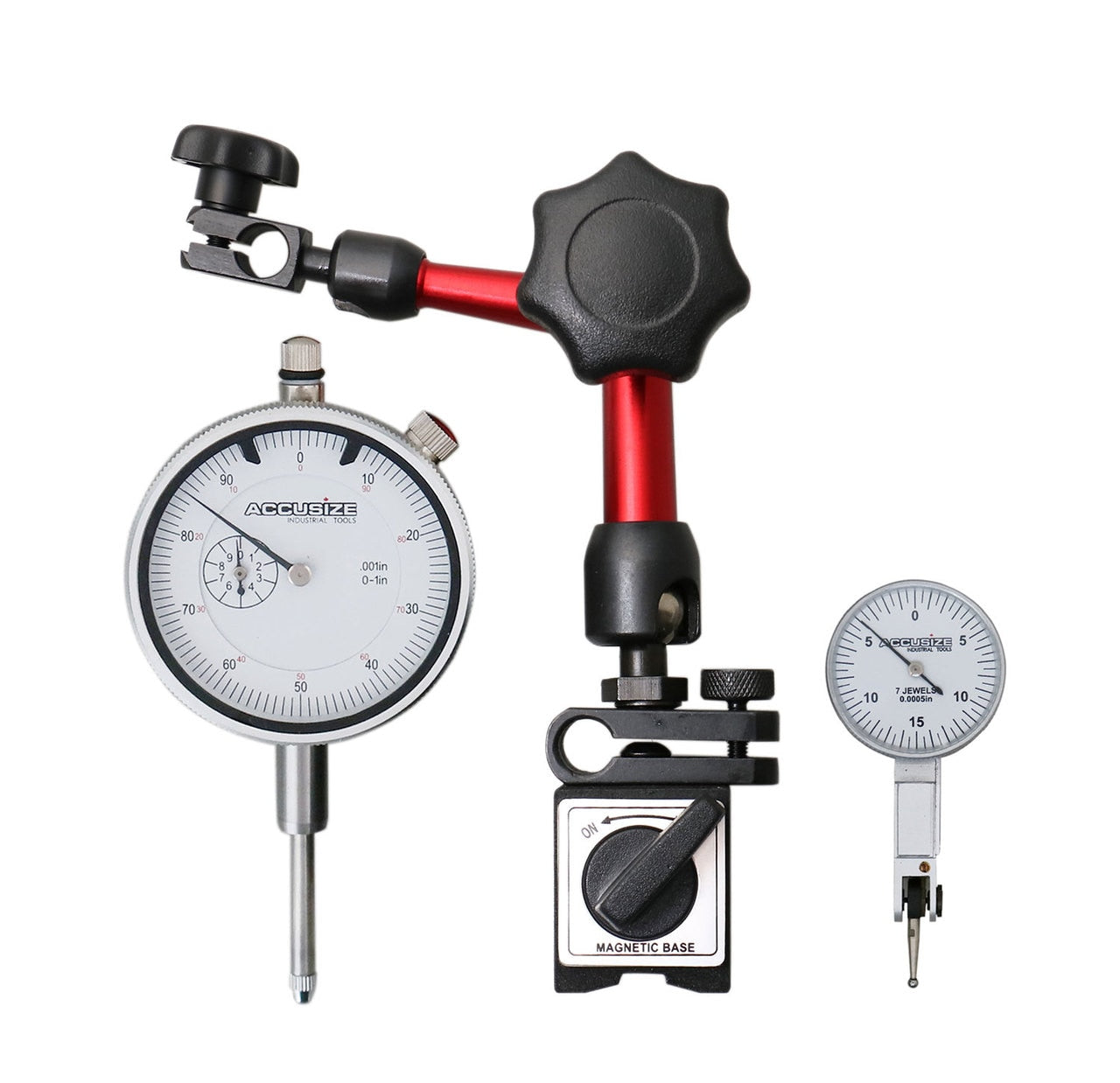 3pc Measuring Tools Set, 1" x 0.001" Dial Indicator, 0.03" x 0.0005" D