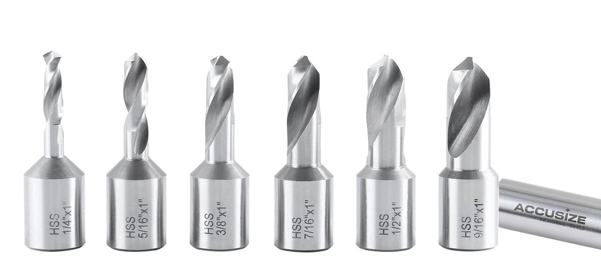 6pcs/Set H.S.S. Fully Ground Drill Set with 3/4" Weldon Shank, 1inch Cutting Depth, 0519-2501