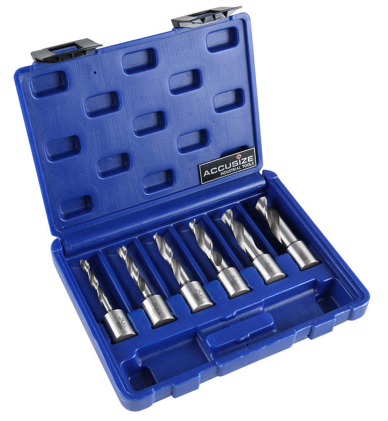 6pcs/Set H.S.S. Fully Ground Drill Sets with 3/4" Weldon Shank, 2inch Cutting Depth, 0519-5002