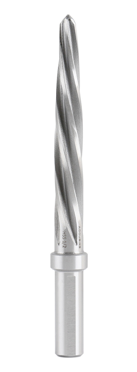 Alésoir d'alignement H.S.S., flûte spirale, tige droite de 3/8" ou 1/2" avec 3 égaux plat
