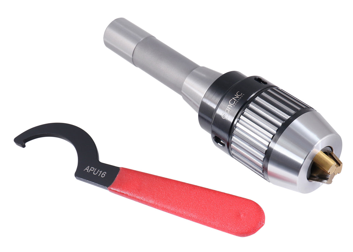 CanCNC Tooling Solutions 1/16-1/2" R8 Precision Keyless Drill Chuck, Heavy-Duty with Integrated Shank, Titanium Jaws, 0537-1208