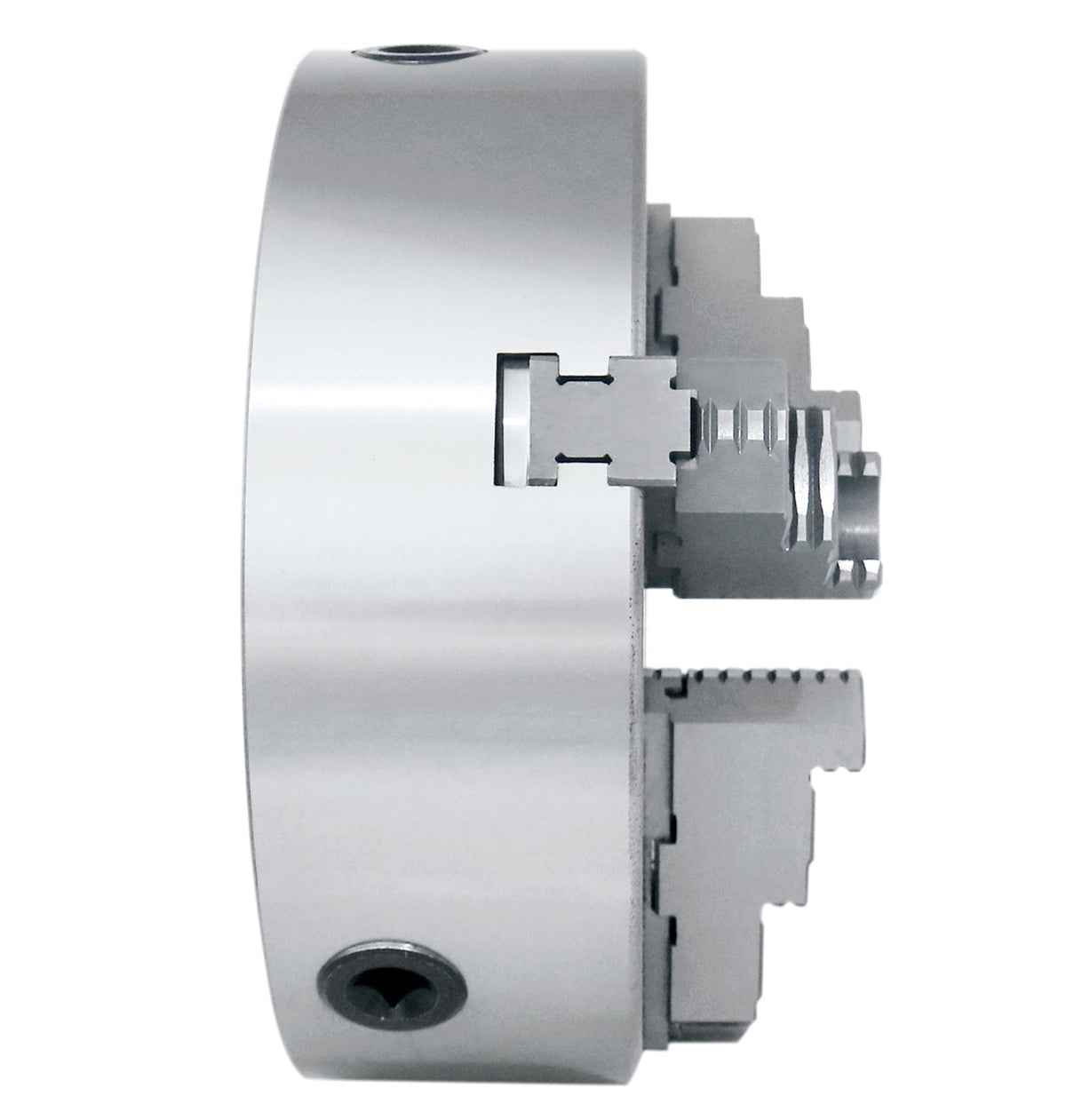 10''/250 mm 3-Jaw Chuck, Plain Back, 2 Piece Reversible Jaws, 3.150'' Center Hole, 0559-0116