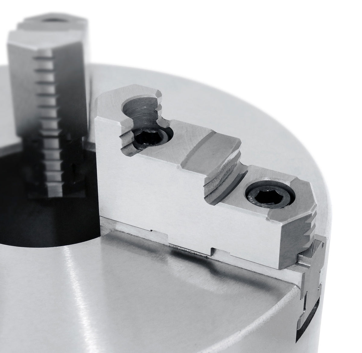 10''/250 mm 3-Jaw Chuck, Plain Back, 2 Piece Reversible Jaws, 3.150'' Center Hole, 0559-0116