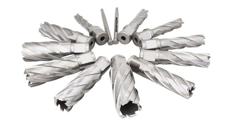13 Pc/Set, 7/16 po à 1-1/16 po HSS, profondeur de coupe de 2" avec 2 goupilles pilotes dans une boîte en plastique solide, #N2