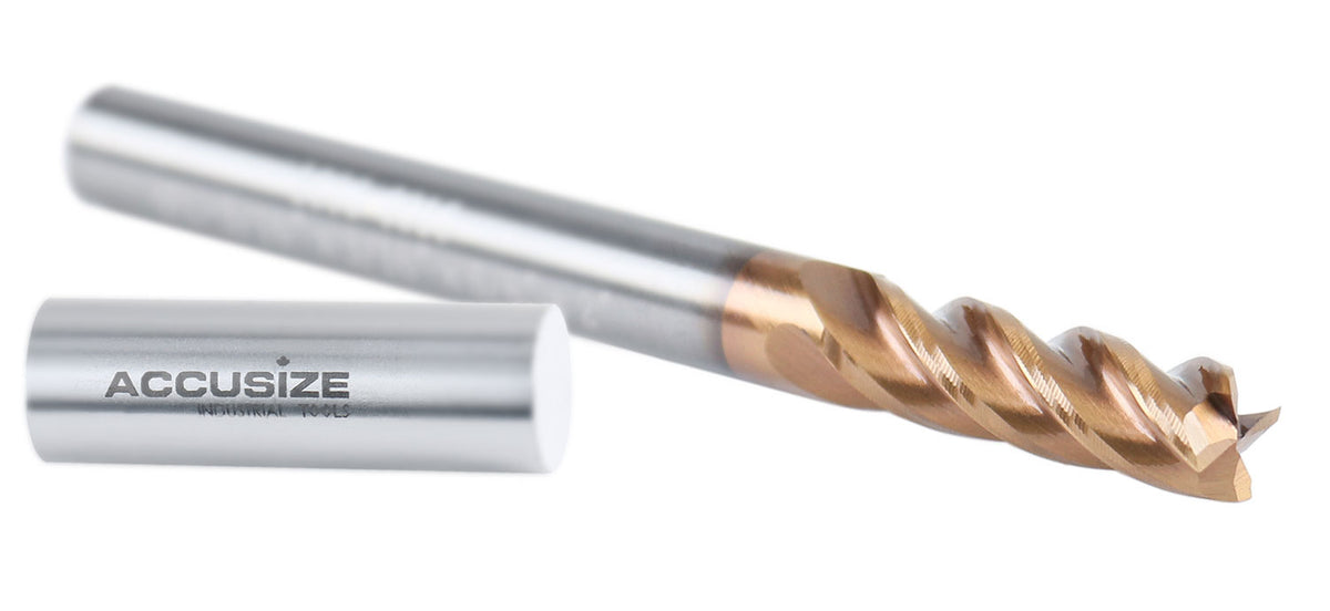 3/16'' 4 Flute, 3/16 by 3/16 by 5/8 by 2'' Tialn Coating Micrograin Solid Carbide End Mill, 1006-0316