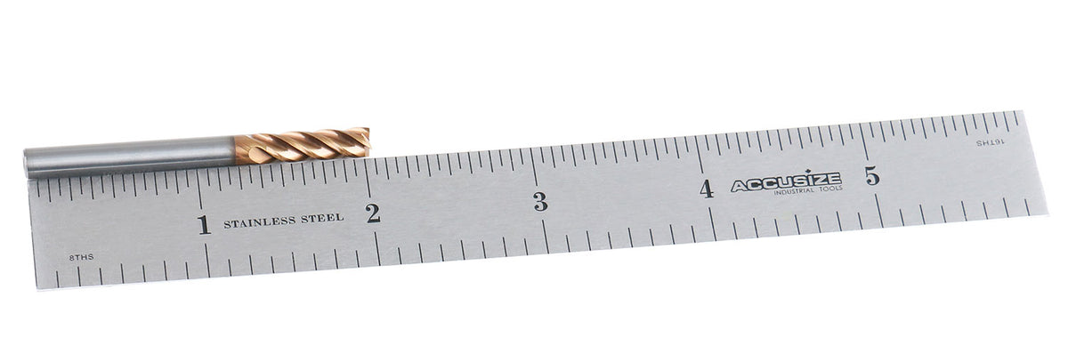 3/16'' 4 Flute, 3/16 by 3/16 by 5/8 by 2'' Tialn Coating Micrograin Solid Carbide End Mill, 1006-0316