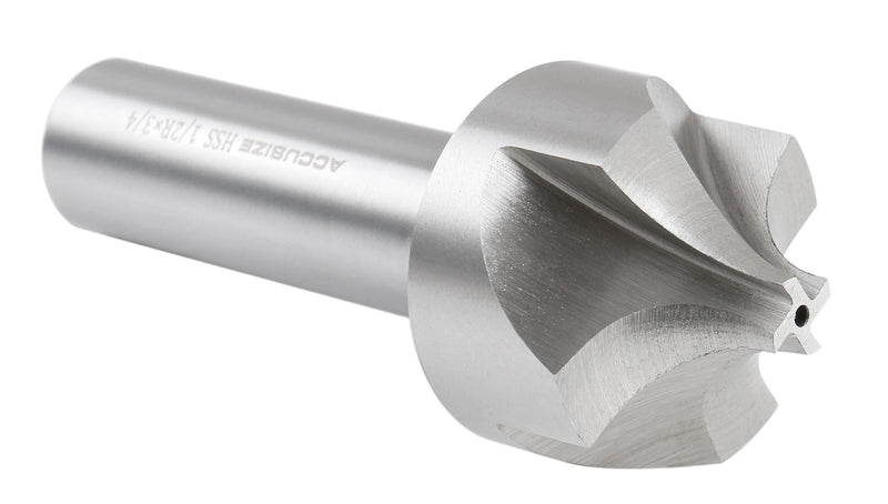 Accusize''dustrial Tools 1/2'', H.S.S. Corner Rounding End Mills, 3/4'', Shank Dia, 1-1/2'' Cutter Dia, 3-7/8'' Overall Length, 1011-1234