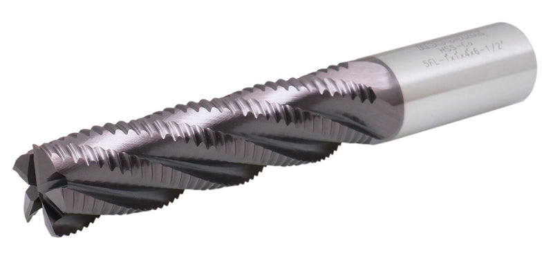 Standard Tooth M42 8% Cobalt Tialn Roughing End Mill, 1'' by 1'' by 4'' Flt Length, 1102-0114