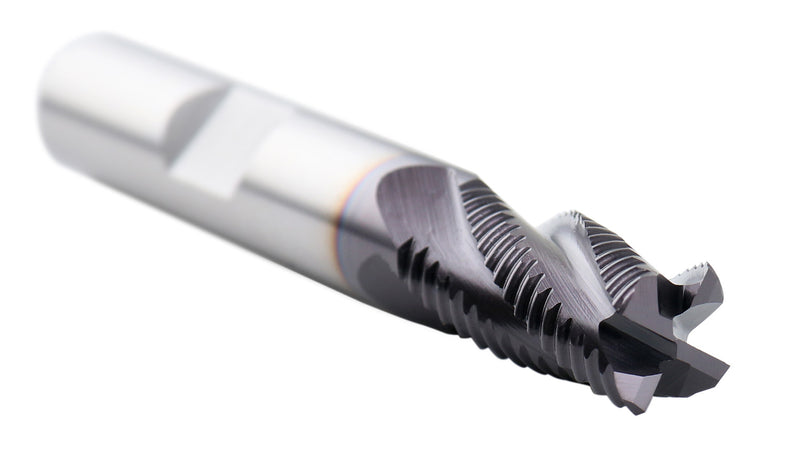 3/8'' Fine Tooth M42 8% Cobalt Tialn Roughing End Mill, 3/8'' Shk Dia, 3/4'' Flute Length, 2-1/2'' Oal, 4 Flute, 1104-0038