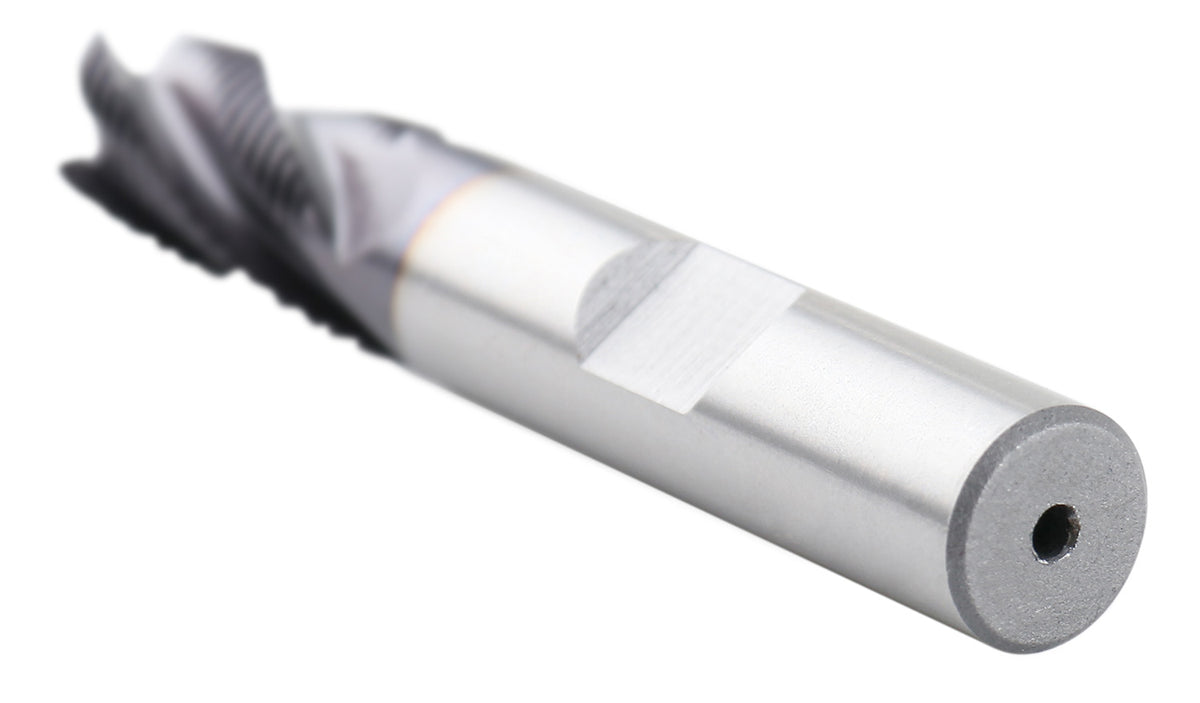 3/8'' Fine Tooth M42 8% Cobalt Tialn Roughing End Mill, 3/8'' Shk Dia, 3/4'' Flute Length, 2-1/2'' Oal, 4 Flute, 1104-0038
