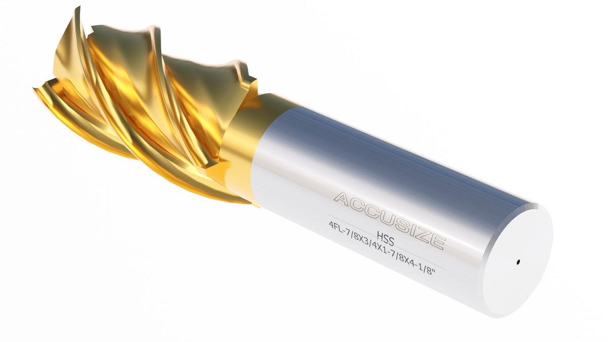 H.S.S. End Mills, TIN Coated, 4 Flute