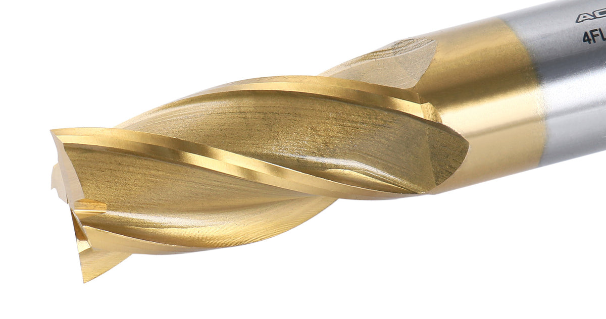 H.S.S. End Mills, TIN Coated, 4 Flute
