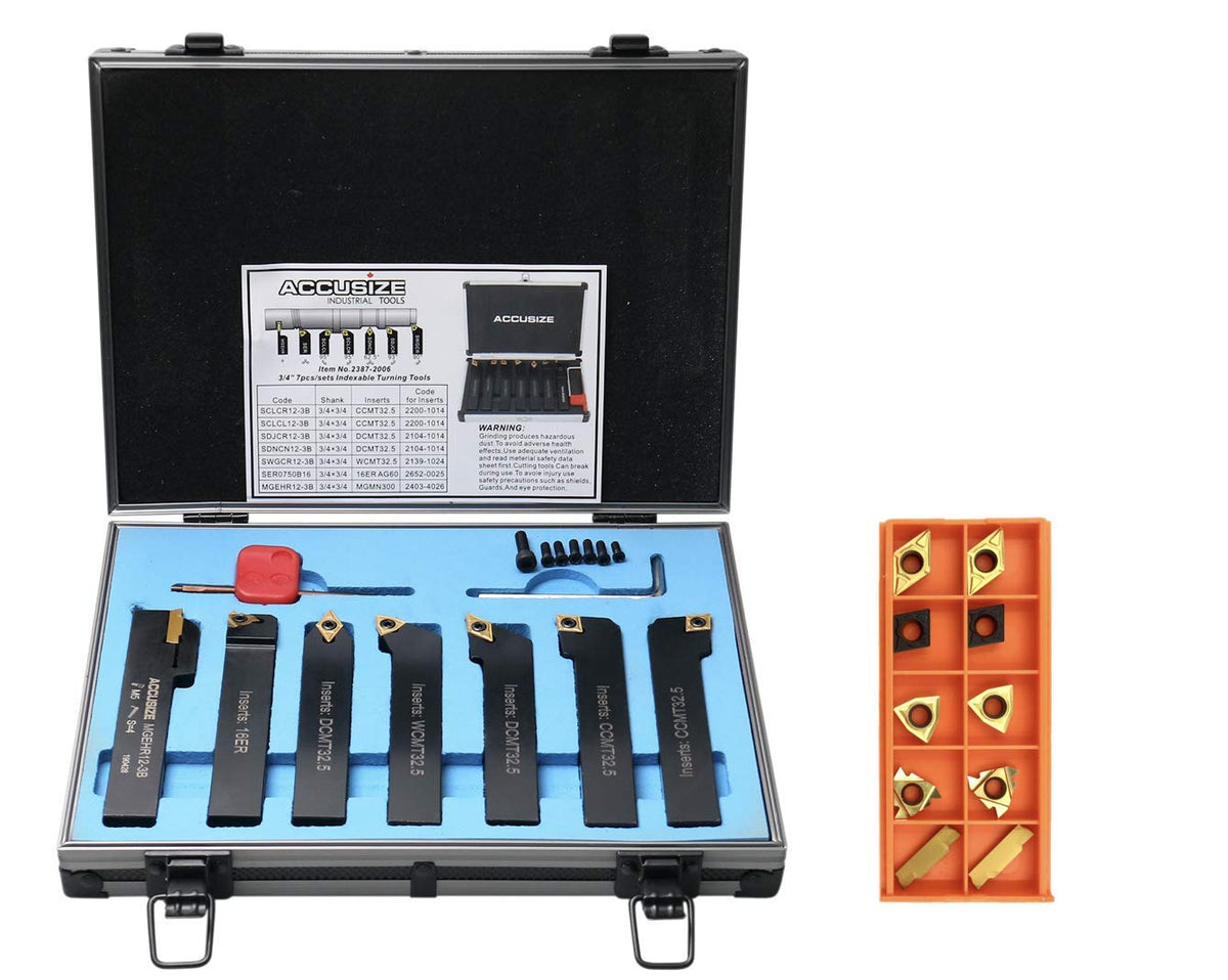 7 pcs Outils de tournage en carbure indexables avec inserts supplémentaires