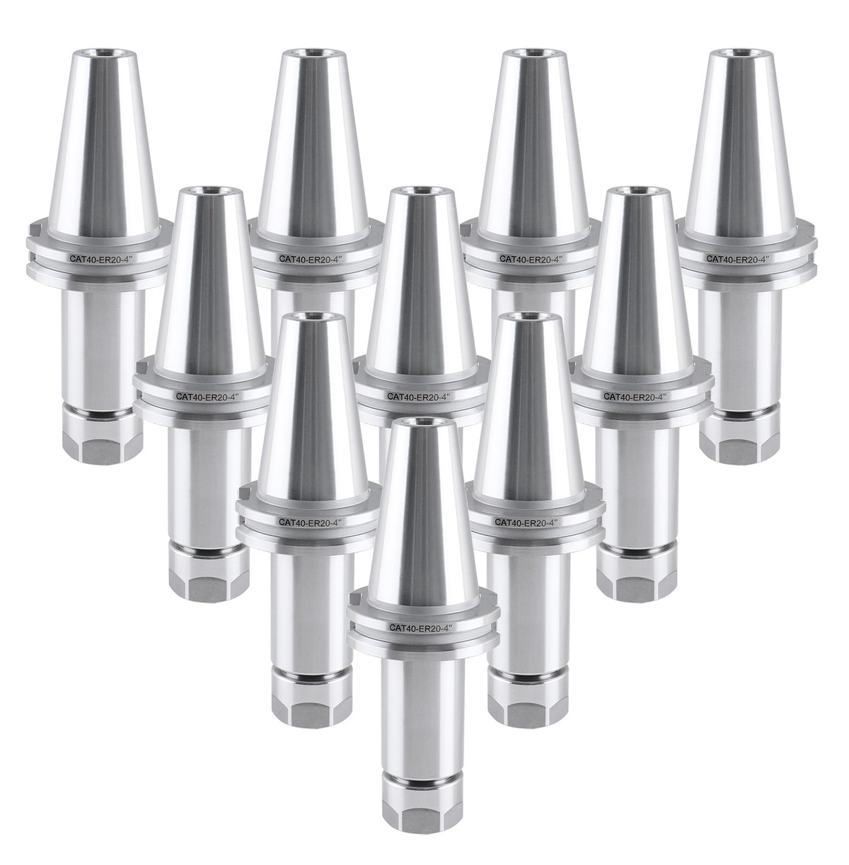 Cat40 V-Flange Collet Chuck for Er20 Collets, Draw Bar Thread 5/8-11'', 8000 RPM, with A Projection Length 4'', 1601-0030