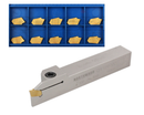 Porte-rainures et coupures indexables robustes avec embouts GTN extra 10 enrobés en carbure étN, 3/8", 1/2', 3/4", & 1", main droite