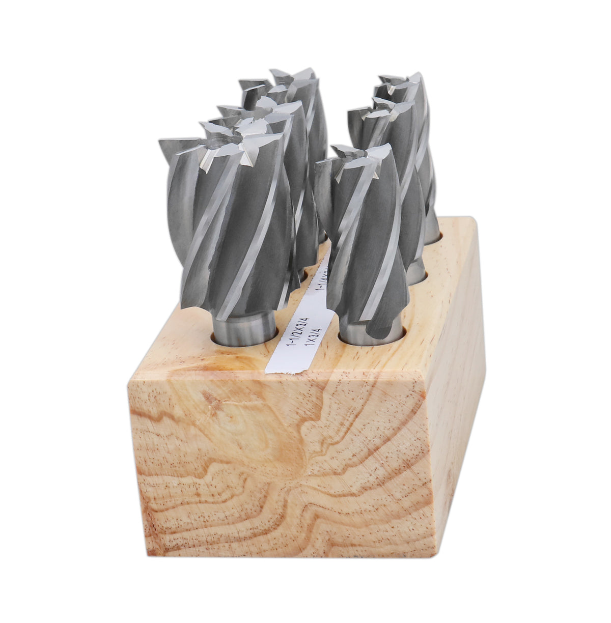 6 Pc Multi Flute Bridgeport H.S.S. End Mills Set, 3/4'' Shank, 4 and 6 Flute, Cutting Dia from 3/4'' to 1-1/2'', 1822-0206