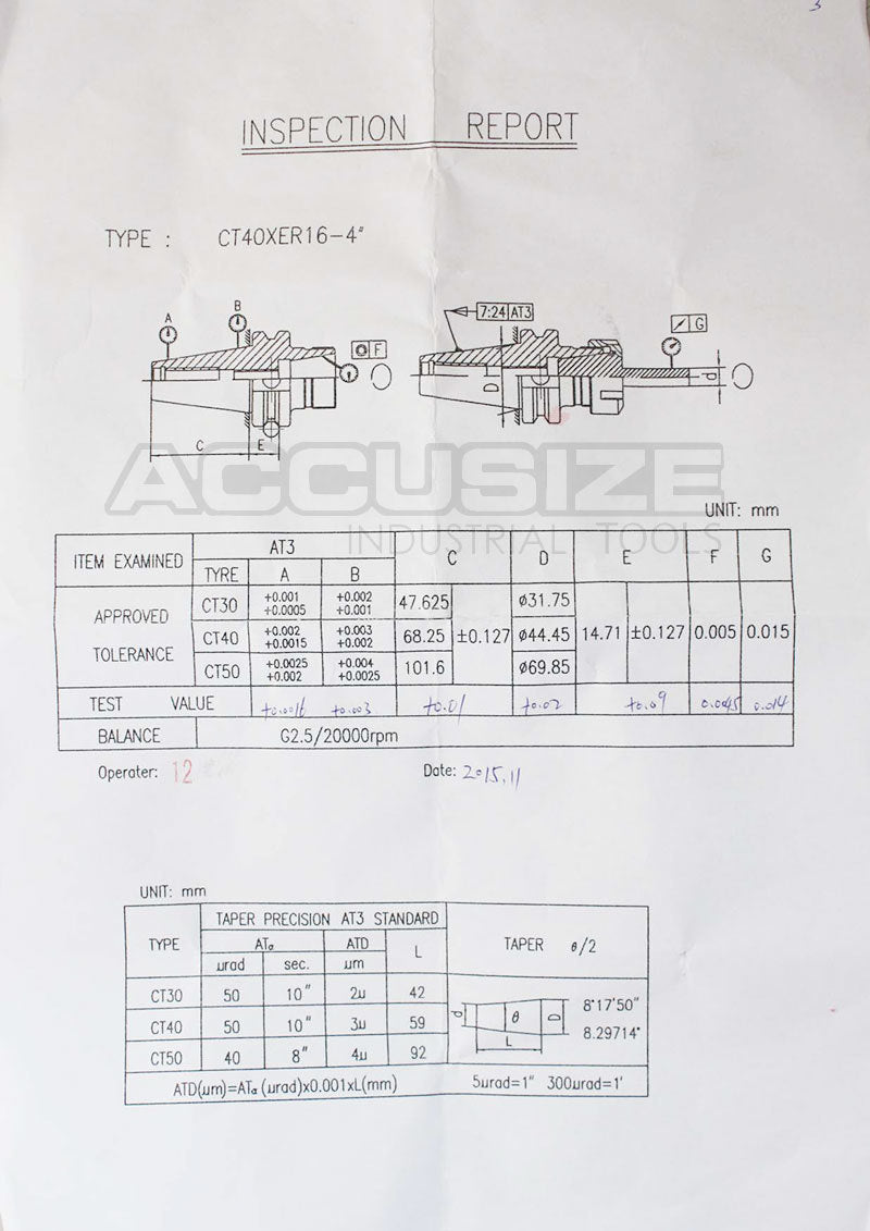 Pince à bride V de qualité supérieure CAT40 et BT40 à ER, équilibré à 20 000 tr/min à G2,5