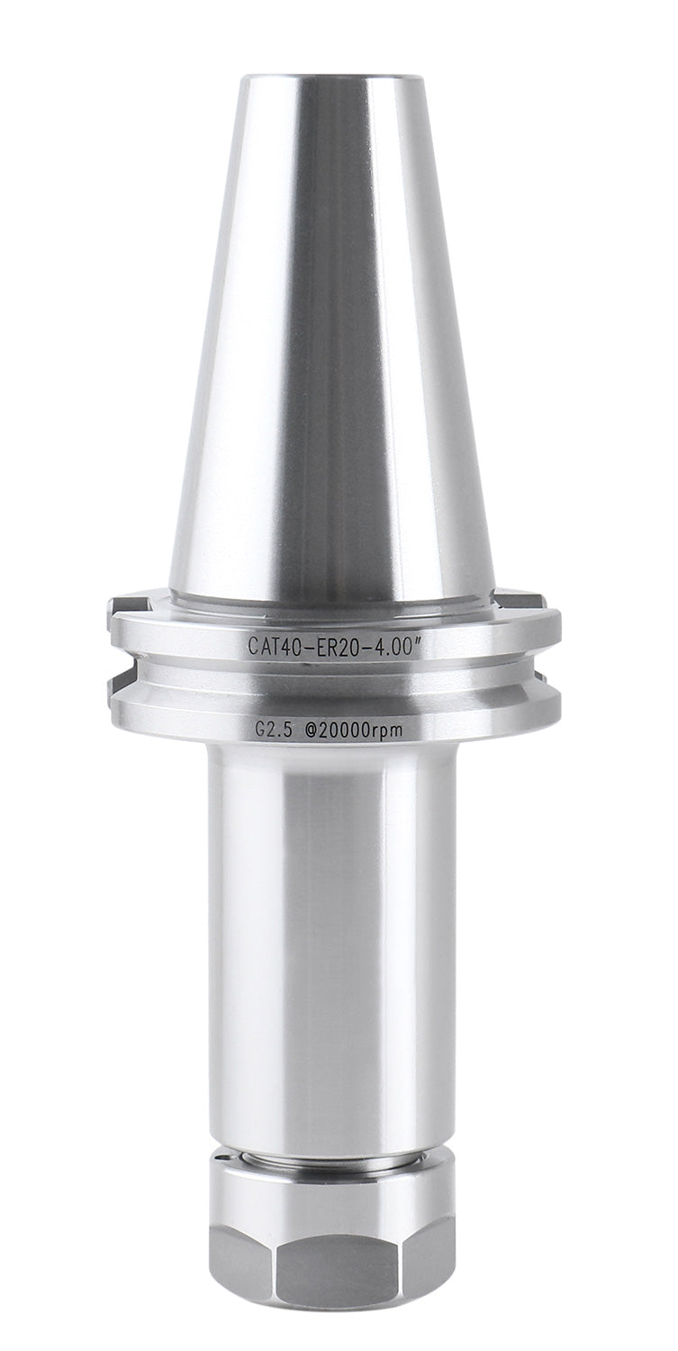 Cat40 to Er20 Premium V-Flange Er Collet Chuck, 4'' Project Length, 5/8''-11 Drawbar Thread, 2001-0030