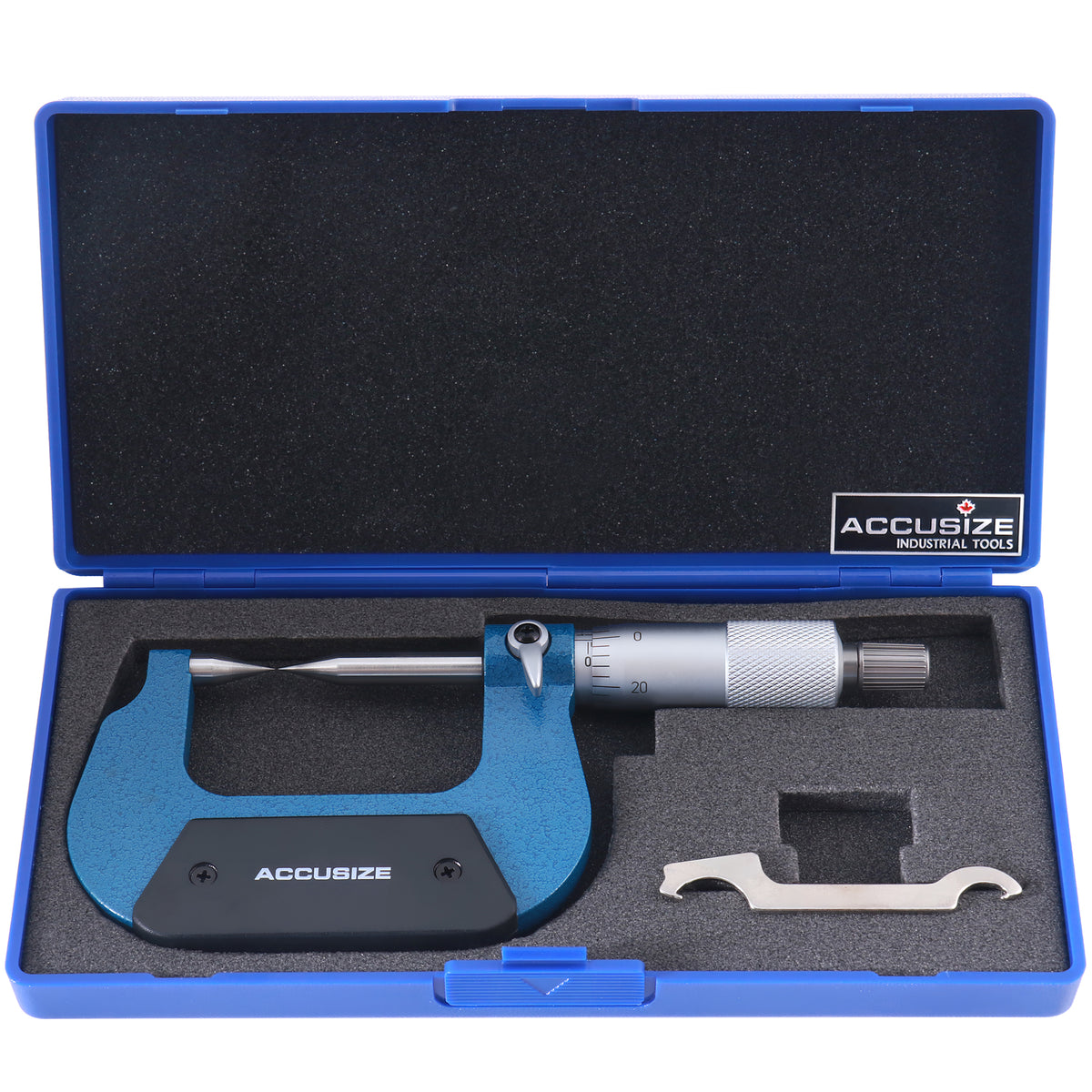 Accusize 0-1 in Point Micrometer 0.0001 in Grad, Carbide Tip