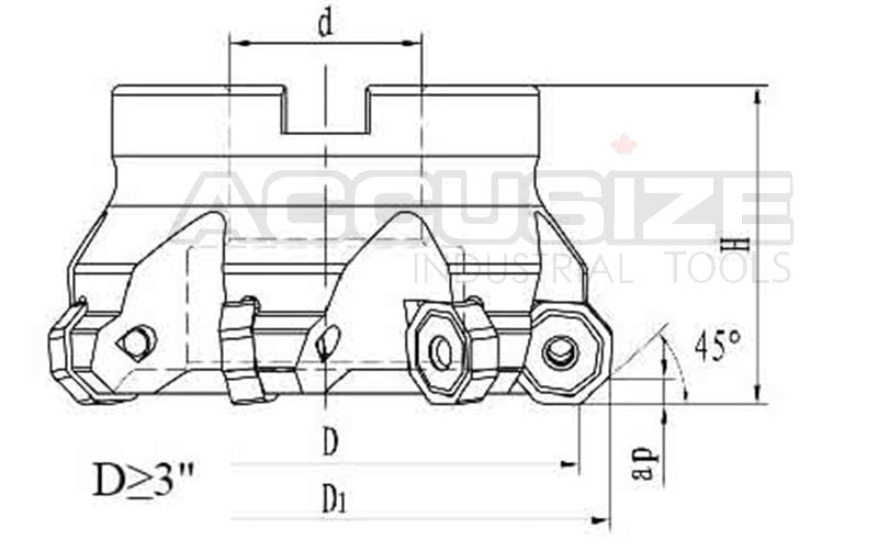 Fraise de face indexable à 45 degrés pour plaquette octogonale double face 16 arête de coupe, ongx0800608 Inserts