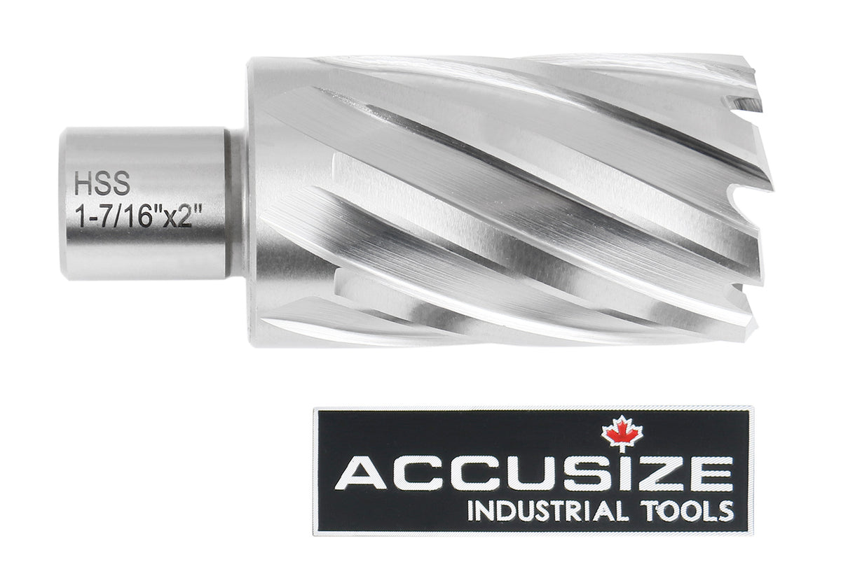 1-7/16'' Cutting Dia, 3/4'' Weldon Shank, 2'' Cutting Depth H.S.S. Annular Cutters, 2081-2028