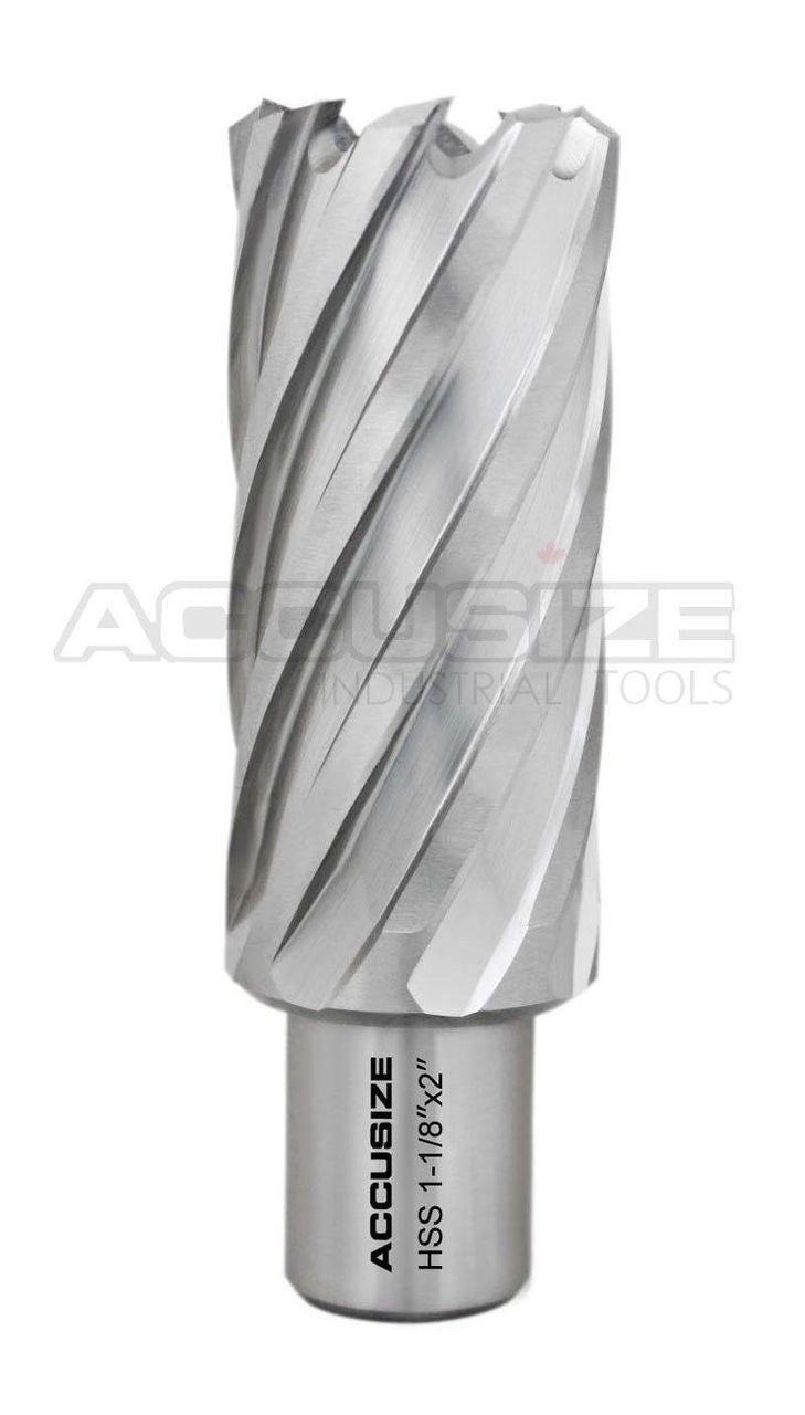 Fraises annulaires H.S.S. de 2" Profondeur de coupe avec tige Weldon 3/4" ou 1-1/4 po, sol CBN, norme ANSI