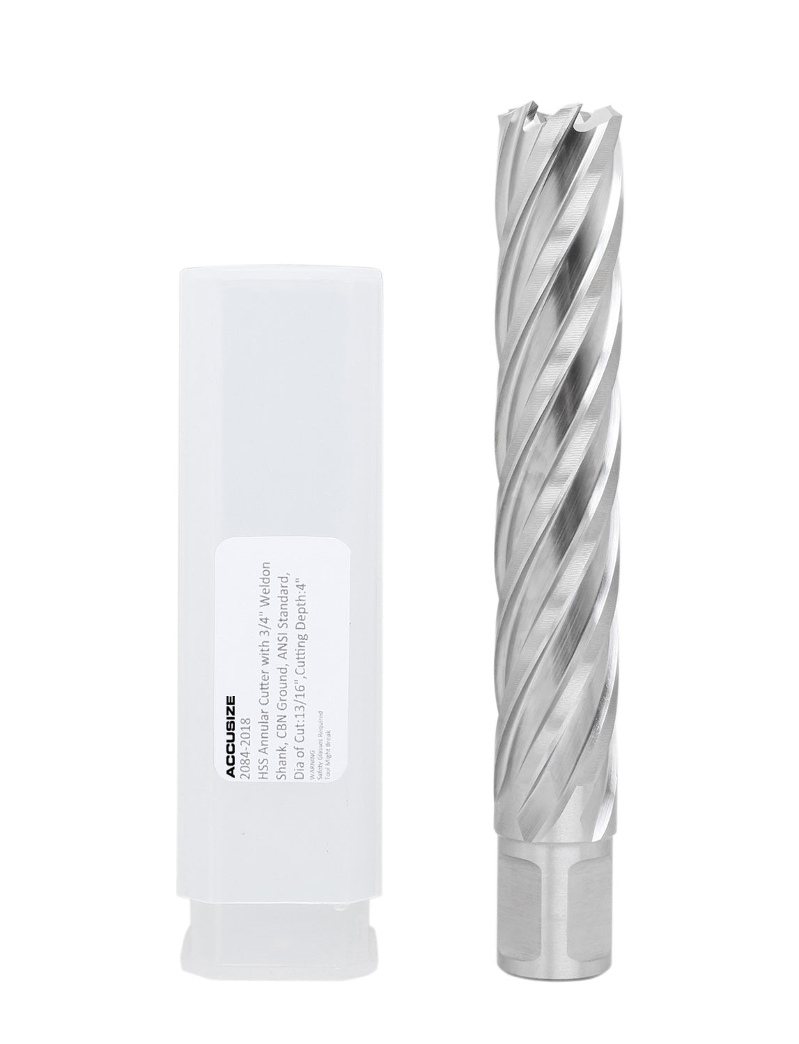 Accusize Industrial Tools 13/16" Cutting Dia x 4" Cutting Depth with 3/4" Weldon Shank High Speed Steel Slugger Cutter, CBN Ground, 2084-2018