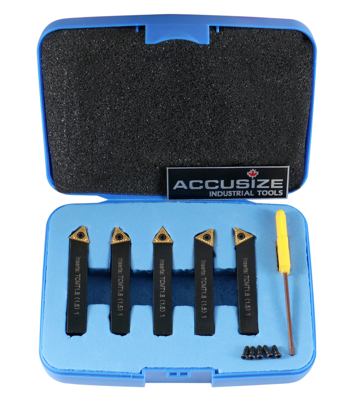 5/16'' by 2'' Oal 5 Pc Indexable Turning Tool Set with Tcmt1.8(1.5) Carbide Inserts, 2380-5042