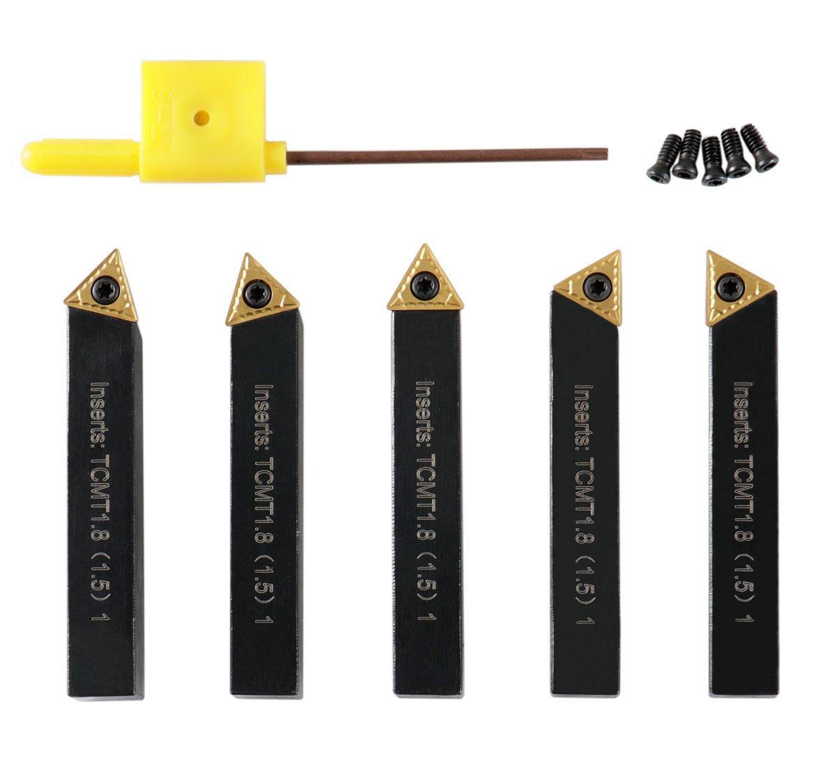 5/16'' by 2'' Oal 5 Pc Indexable Turning Tool Set with Tcmt1.8(1.5) Carbide Inserts, 2380-5042