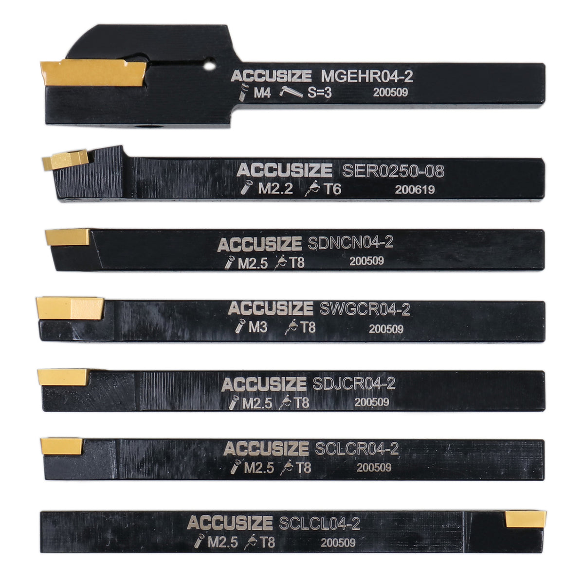 1/4'' Shank 7 Pc Indexable Carbide Turning Tool Set in Fitted Box, 2387-2001