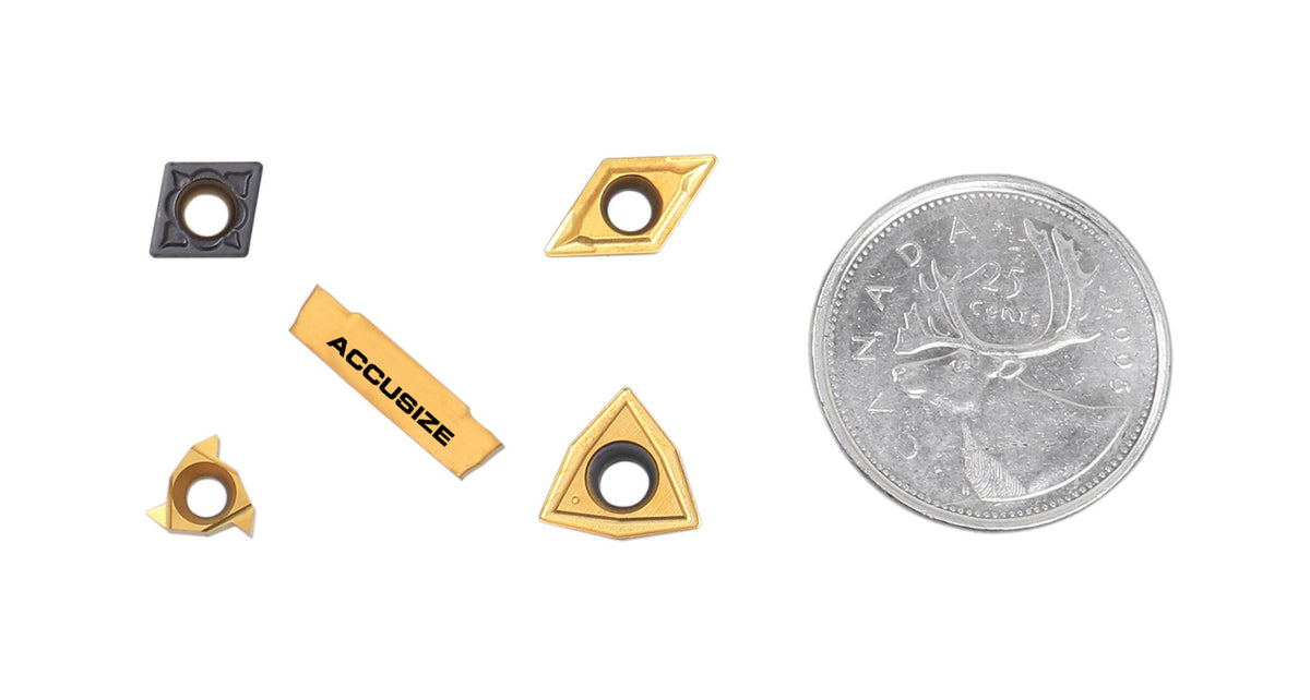 2 pièces de chaque type d'inserts en carbure pour les jeux d'outils de tournage en carbure Accusize 7ps indexables, enduit CVD et revêtu d'étain, total de 10 pièces