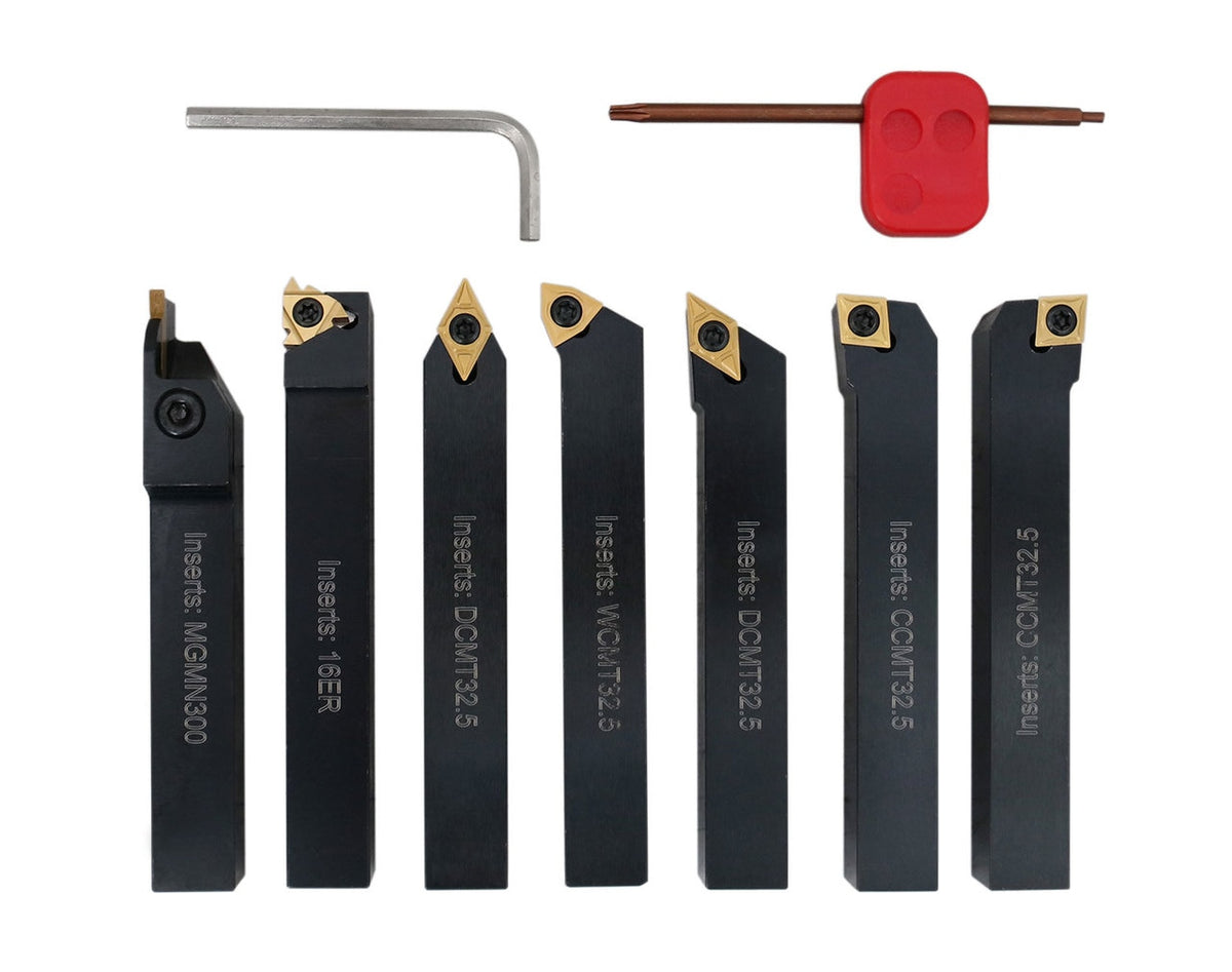 7 pcs Outils de tournage en carbure indexables avec inserts supplémentaires