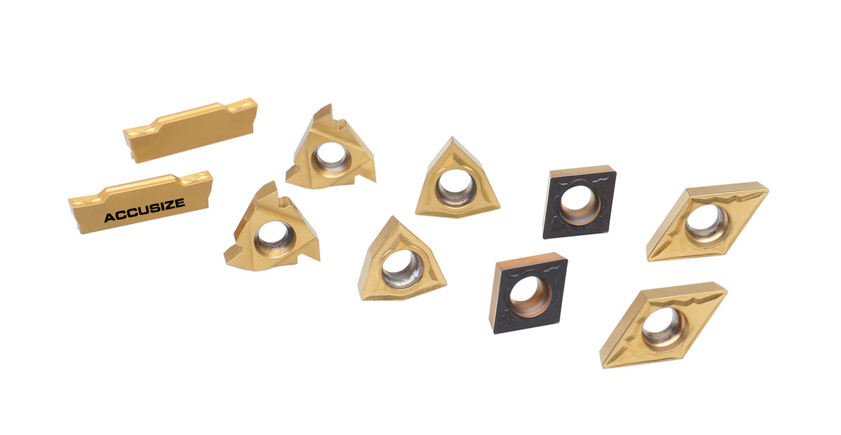 2 pièces de chaque type d'inserts en carbure pour les jeux d'outils de tournage en carbure Accusize 7ps indexables, enduit CVD et revêtu d'étain, total de 10 pièces