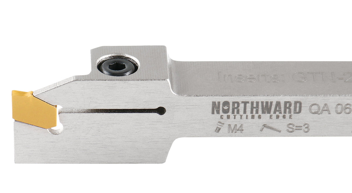 3/8'' by 1/2'' Heavy Duty Indexable Grooving/Parting Holder with a Gtn-2 Tin Coated Carbide Insert, 2415-5022